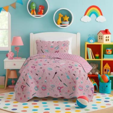 Imagem de Colcha Cobre Leito Infantil Solteiro Dupla Face 2 Pçs Kids, Para Quarto Criança Adolescente Estampado Teen (Maquiagem)