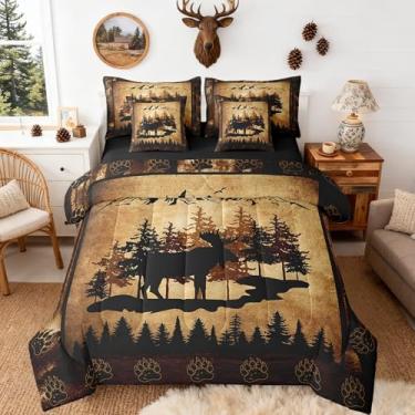 Imagem de Homewish Conjunto de cama king size com estampa de pata de animal selvagem, 7 peças, para crianças, adolescentes e adultos em uma bolsa com edredom, lençol de cima e elástico, fronhas, fronhas