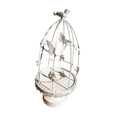 Imagem de Wswqop Porta-velas em Formato de Gaiola, Castiçal de Ferro, Suporte para Decoração de Clube, Suporte para Velas, Castiçal para Fazenda, Hotel, Natal, Branco, Tamanho real