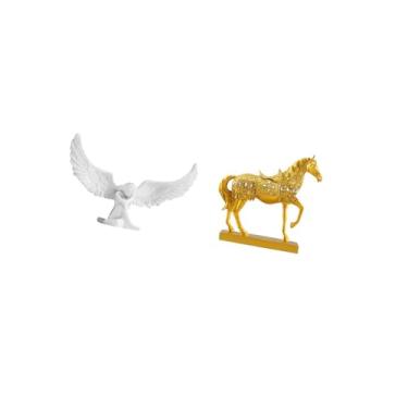 Imagem de Fenteer Estátua de Anjo de Resina, Cavalo, Escultura, Ornamento, Decoração para Escritório, Casa, Inauguração de Casa, Estante, Corredor, Mesa, Animal Gravado