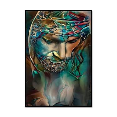 Imagem de Quadro Decorativo Religioso Concentração e Fé, com Moldura Preta Retangular de 2cm, ideal para ambiente de Sala de estar, jantar, reuniões, Quarto e Hall de entrada 60x90cm