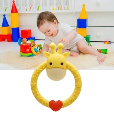 Imagem de Generic Brinquedo Adorável do Alívio da Dentição da Forma do Girafa, Massagem Suave Goma para o bebê, Brinquedo Sensorial Macio Mastigação Silicone para Fazer Compras, Viagens (Amarelo)