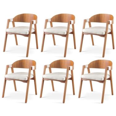 Imagem de Kit 6 Cadeiras para Sala de Jantar Luna Nude/Mel