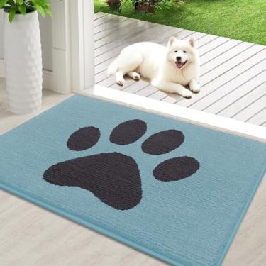 Imagem de Buganda Tapete de porta de cachorro para patas enlameadas, capachos absorventes de sujeira antiderrapante, tapete de baixo perfil lavável para cães de lama, tapete de entrada para piso interno (91 x