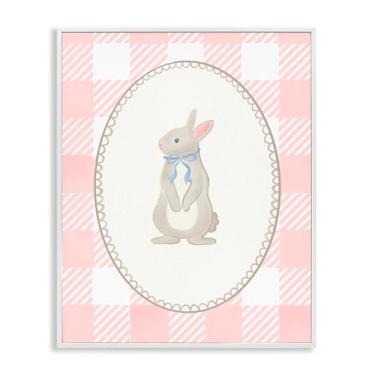 Imagem de Stupell Industries Arte giclée emoldurada cinza de coelho guingão pastel, design por The Paper Curator, 20 x 16