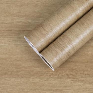 Imagem de CHIHUT Papel de contato de grão de madeira leve natural de 30,5 x 254 cm para armários bancadas papel de parede à prova d'água autoadesivo removível texturizado para quarto e banheiro filme de vinil