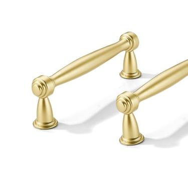 Imagem de CABDM Pacote com 2 puxadores de armário de 76 mm (76 mm) de centro a centro de ouro antigo para armários armários sólidos puxadores de gaveta resistentes cômodos cozinhas quartos
