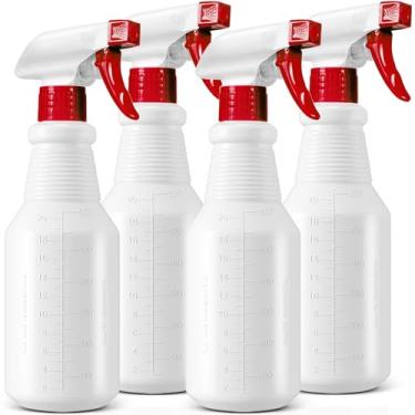 Imagem de Pacote com 4 frascos de spray de plástico, 680 g, névoa e corrente, frasco pulverizador de HDPE resistente, garrafa de água vazia à prova de vazamento para soluções de limpeza, plantio, detalhes de