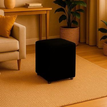 Imagem de Puff Quadrado Decorativo Sienna Veludo - 7 Decor Preto