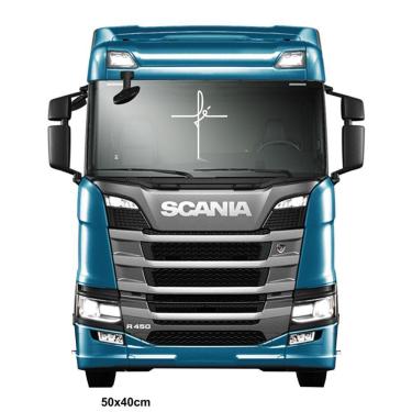 Imagem de Adesivo Fé Cruz Para-Brisa Caminhão Religioso Carreta 50X40 Branco