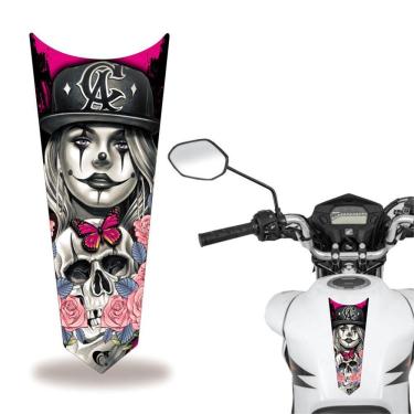 Imagem de Adesivo Faixa Gravata Tanque Moto Caveira Rosa2