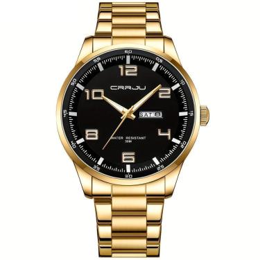 Imagem de Relógio Masculino Pulseira Em Aço Inoxidável Movimento Quartzo Analógico Dourado