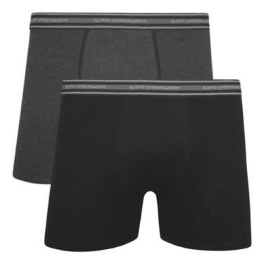 Imagem de Kit Com 2 Cuecas Boxer Lupo Algodão Adulto, Preto, Preto mescla, GG