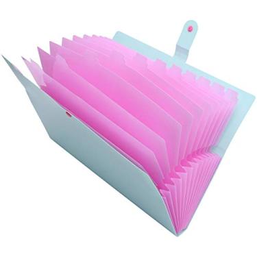 Imagem de Sacos para pastas de arquivos A4 Organizador de documentos multicamadas Bolsos de armazenamento de papel Grande capacidade 12 bolsos expansíveis para escritório, escola, plástico (Verde)