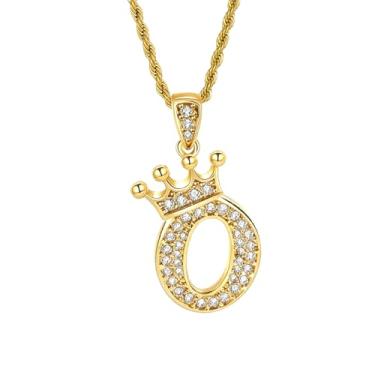 Imagem de Colares femininos com inicial dourada, pingente de letra A a Z, colar longo com nome de coroa, colar de joias de ouro, presente feminino, One size, Metal, Sem Pedra Preciosa