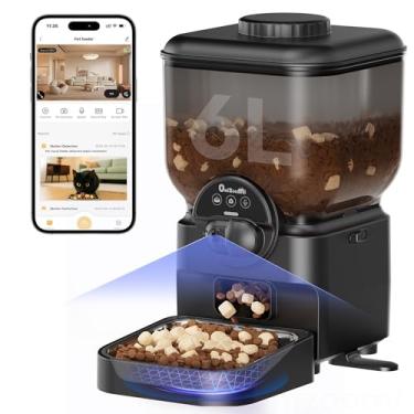 Imagem de Pet Automatico Alimentador Para Gatos com Caes - 6L Inteligente Comedouro para Cat com Cães para 2.4g Wifi com Camera - Eletronico Suporte Programavel Automático Food Dispenser com Steel Pote