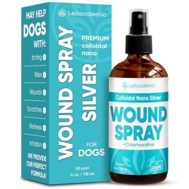 Imagem de LeAcademic Spray para tratamento de feridas de cães é melhor com cone de cachorro | Nano prata + solução de clorexidina para arranhões, mordidas, vermelhidão, irritação e suturas após a cirurgia | 113