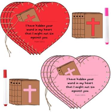 Imagem de Tenceur 36 Set Psalm 119: 11 Bible Crafts Sunday School Craft Kit with Coloring Pens Hide Gods Word in Heart Folding Surprise Craft for Bible Lesson Activity Children's Ministry Vacation Home School