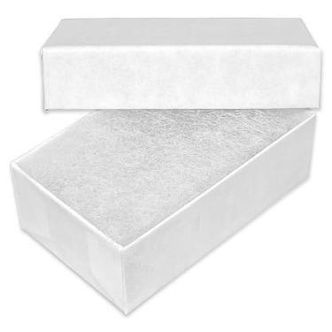 Imagem de TheDisplayGuys – Pacote com 25 caixas de joias de papel de papelão preenchidas com algodão #10 – Branco fosco (4,8 cm x 3,3 cm x 1,8 cm) - para envio ou armazenamento