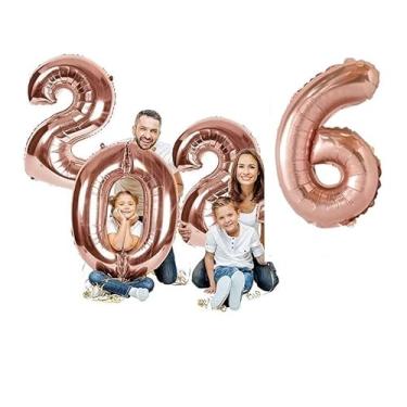 Imagem de Kit Balão 2026 Gigante Decoração Ano Novo Reveillon Rose 75cm