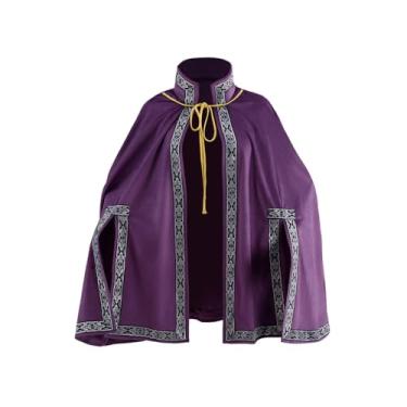 Imagem de Diajosa cos Tudor Capa de ombro feminina renascentista medieval xaile meia capa Ren Faire manto (roxo, tamanho único)