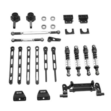 Imagem de Yunhgft Kit de Eixos Dianteiro E Traseiro para Carro RC 1:12: Peças de Reposição, Suportes de Amortecedores Modificados E Barras de Direção para MN82T, Preto