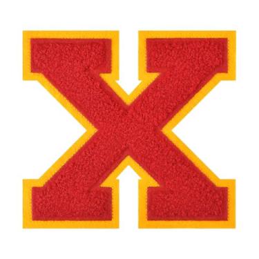 Imagem de 1 peça de patch de letra de chenille vermelho de 11,4 cm – Remendos do alfabeto para roupas, jaquetas, mochilas, chapéus para decoração personalizada, nome personalizado e artesanato. (X)