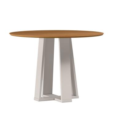 Imagem de Mesa De Jantar Para 4 Lugares 1,00m Tampo Redondo Em Mdf Isabela Off White/ypê - New Ceval