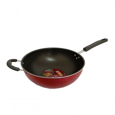 Imagem de Panela Wok Antiaderente Grande 28cm Cabo Duplo Cor Cereja