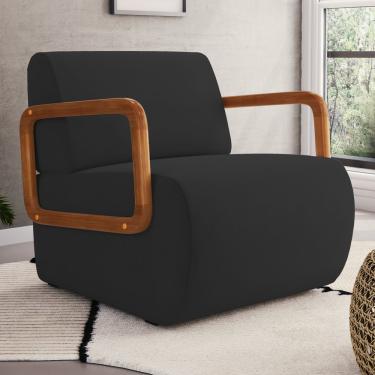 Imagem de Poltrona Decorativa Orgânica Living Kavya Veludo Preto - Desk Design