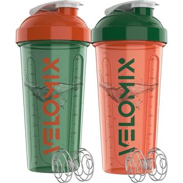 Imagem de VELOMIX 2 garrafas coqueteleiras coloridas da bandeira da Índia, pacote com 2 AN11 - Frascos coqueteleiros de proteína de 800 ml para misturas de proteína - 2x batedor de arame | Coqueteleira à prova