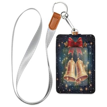 Imagem de Wassud Sino de Natal (2) cordões de couro PU para crachás de identificação, porta-chaves, porta-crachás, cartões de crédito para funcionários de escritórios, estudantes, funcionários