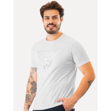 Imagem de Camiseta Guess Masculina Foil Logo Print Branca-Masculino