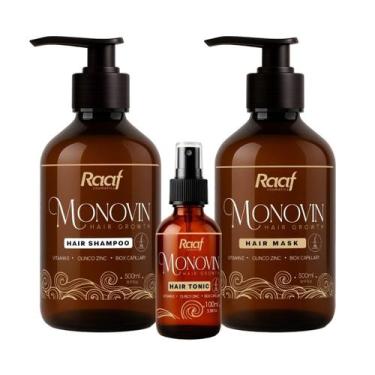 Imagem de Kit Fortalecimento Capilar Antiqueda Monovin Raaf Cosmetics Shampoo, M