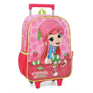Imagem de Mochila Escolar Moranguinho com Rodas Infantil, Rosa, Tema Morango, Personagem