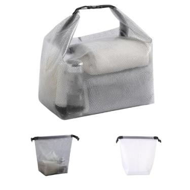 Imagem de Bolsa de armazenamento de cosméticos com separação seca e úmida, bolsa de lavagem, bolsa de mão, bolsa de armazenamento portátil, estilo simples, adequada para viagens, fitness, natação, rafting ao ar