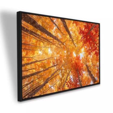 Imagem de Quadro Canvas Floresta No Outono 120x80 Com Moldura Preta