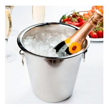 Imagem de Balde de Gelo em Aço Inox 4,5L para Bar – Ideal para Champanhe, Cerveja e Drinks