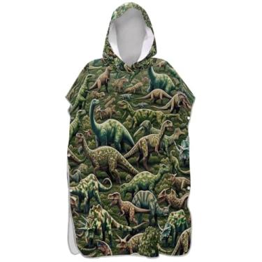Imagem de Joisal Poncho de surfe para trocador de roupas de banho de praia com capuz poncho masculino vestível com capuz camuflagem dinossauros