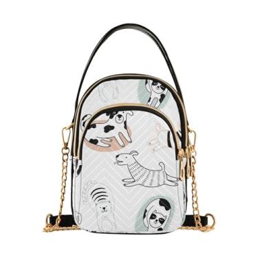 Imagem de Joisal Bolsas transversais de viagem para mulheres, anti-roubo, bolsas femininas e bolsas modernas bolsa tiracolo para mulheres, Cute Cats Funny Dogs, 15*21*8cm