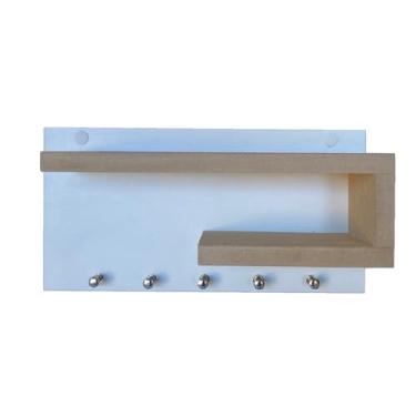 Imagem de Porta Chaves com Prateleiras para Oculos e Carteira Mdf - Ideal para Entrada, Quarto ou Escritório(Branco/cru)