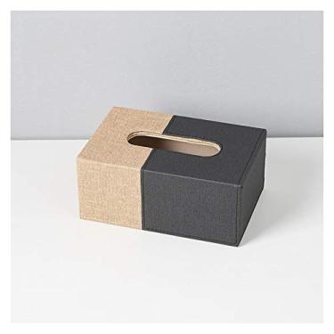 Imagem de Caixa dispensadora de lenços para bombear papel pode ser dada como um presente para amigos, caixa dispensador de lenços faciais com costura de duas cores (cor: B) (B)