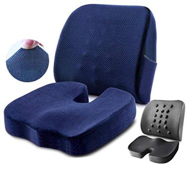 Imagem de Almofada para cóccix, almofadas de assento de espuma viscoelástica ortopédica, alívio da dor ciática, cóccix, suporte lombar, conjunto de 2 almofadas confortáveis 45 x 35 x 7 cm