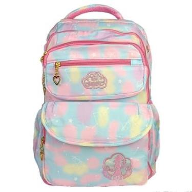 Imagem de Mochila Colorida Feminina Grande Bolsa Escolar Moda Infantil Espaço Notebook Garrafa Porta Lapis-Feminino
