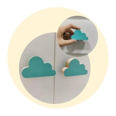 Imagem de 10 Puxadores Borboleta Flor Coração Nuvem Porta Gaveta Bebê Cor:Nuvem 