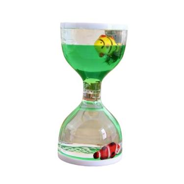 Imagem de 1 Temporizador de ampulheta de gota de óleo acrílico - Ornamento de artesanato pequeno e requintado com peixe para decoração de casa, sala de estar, escritório e mesa, verde