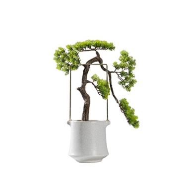 Imagem de Árvore artificial planta artificial vaso bem-vindo pinho bonsai ornamentos micro paisagem sala de estar varanda armário decoração vaso cerâmica árvore falsa (A)