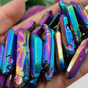 Imagem de 3 peças Cristais e Pedras Cristal Natural Arco-íris Titânio Aura Varinha Quartzo Reiki Espécime Presentes Realistas Decoração Pedras Naturais Casa