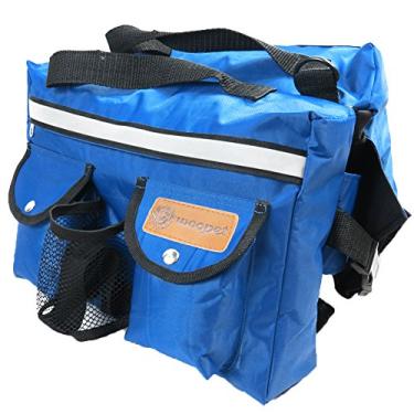 Imagem de Bolsa de sela para cães, mochila ajustável para transporte de animais de estimação, mochila para cães, acessórios para caminhadas, acampamento, treinamento (azul)