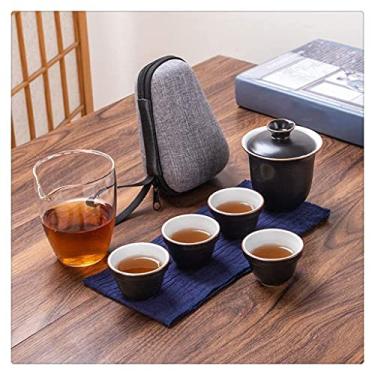 Imagem de Conjunto de bule de chá chinês garrafa de água saco de viagem conjunto de chá chinês xícaras de chá justo conjuntos de chá e cerâmica Fot Drinkware (A)